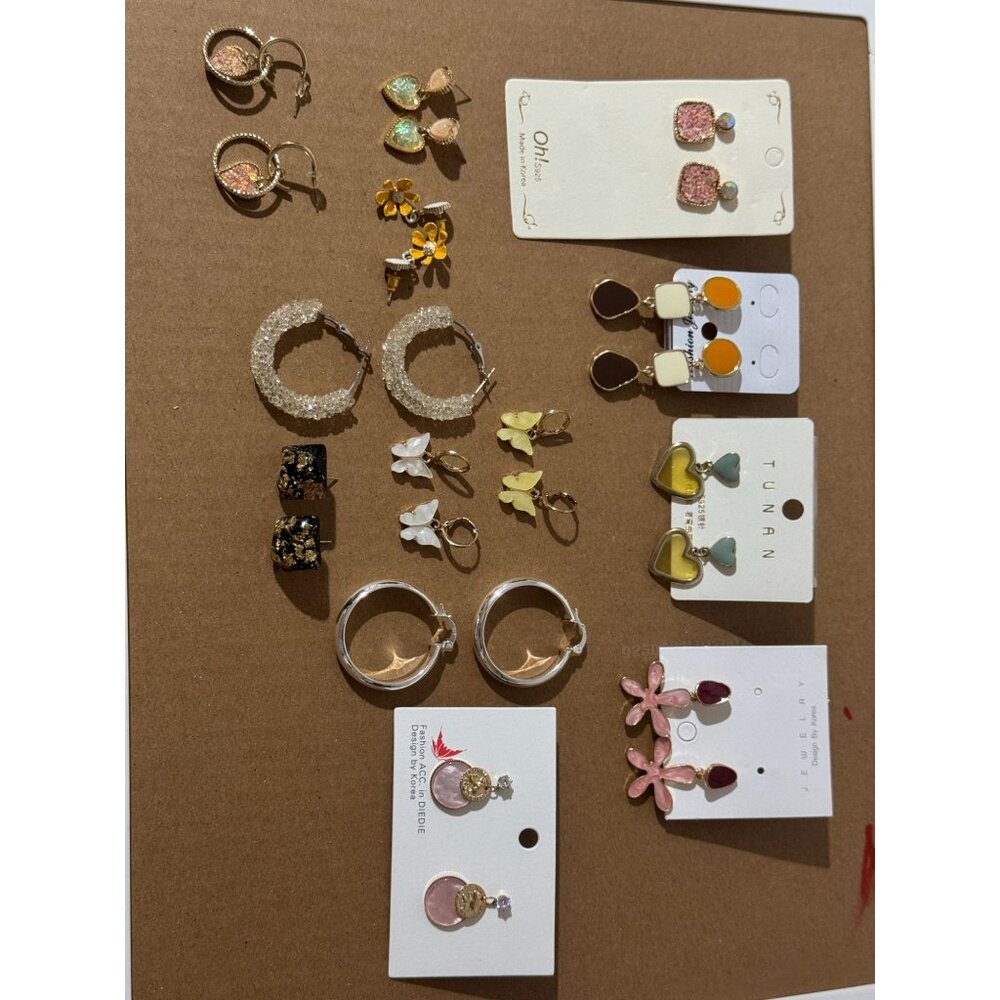 Beonon Trendy Heart, Butterfly & Hoop Earrings Set